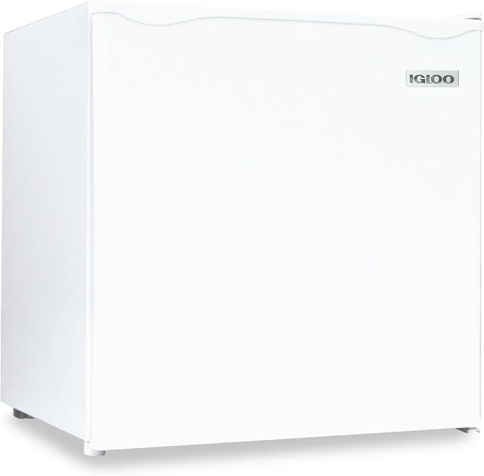 Igloo 1.6 Cu.Ft Mini Fridge with Freezer- Single Door Compact Refrigerator with Glass Shelves for Homes, Dorms & Offices- Keep Snacks, Drinks & Frozen Foods Cool with Temperature Control Fridge- White by Igloo