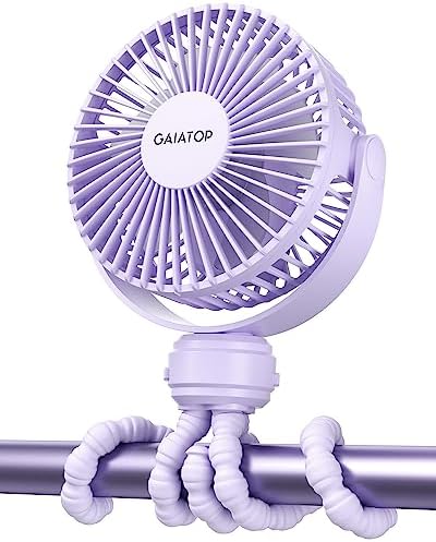 Gaiatop Mini Electric Fan with 360 Rotation, 5.5mm Gaps, Rechargeable Battery, 3 Speeds, Purple by GAIATOP