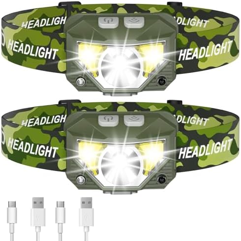 LHKNL Headlamp Flashlight, Lumen Bright Head Lamps LED Rechargeable-Green by LHKNLHOME