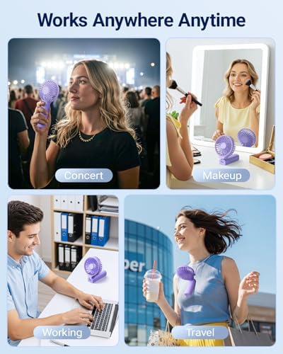 SWEETFULL Handheld Fan, Portable Fan, 5000mAh Rechargeable Battery, 6 Speed Wind, LED Display, Personal Mini Travel Fan with Backup Power, Hand Held Fan USB Foldable Electric Fan for Women Girl - Image 6