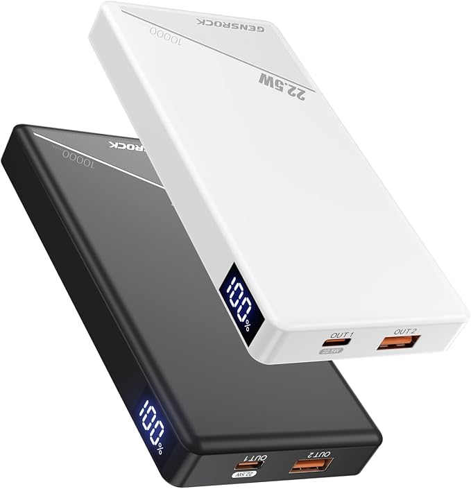 GENSROCK 2 Pack Portable Charger Power Bank 10000mAh, PD 22.5W Fast Charging Power Bank,LED Display Battery Pack for iPhone17/16/15/14/13 Series, Samsung, Google, Pixel, LG, iPad by GENSROCK