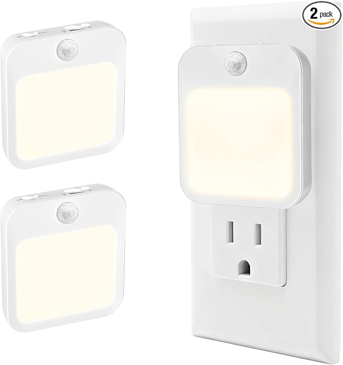 Plug-in Night Light with Motion Sensor, Dusk-to-Dawn Light Sensor, Stepless by Unknown