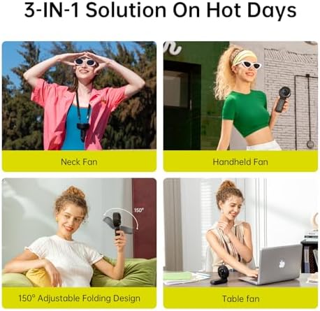 JISULIFE Portable Handheld Fan Life7: 3-in-1 Hand, Desk & Neck Fan-Black - Image 2