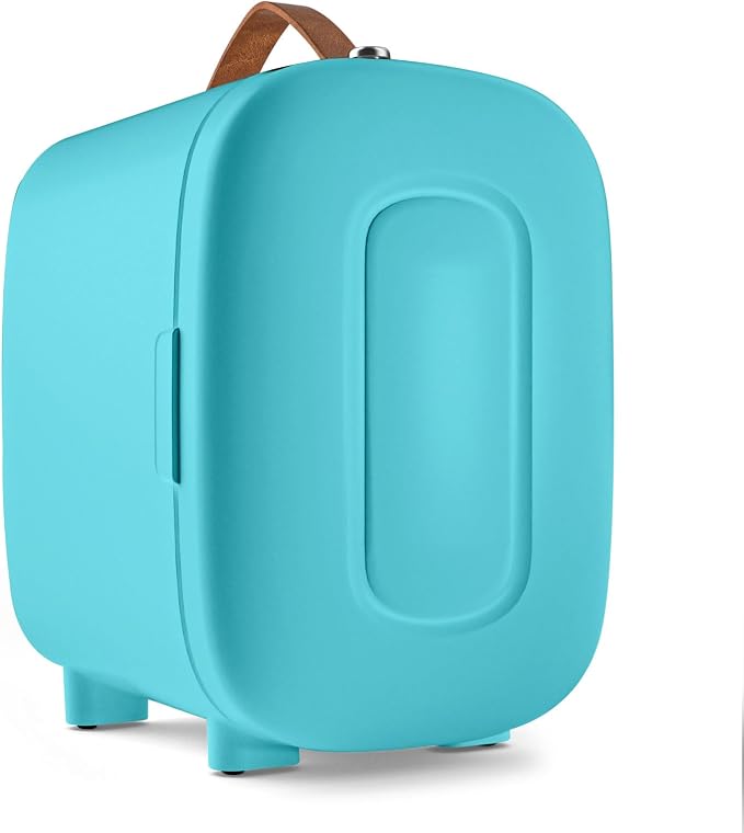 FANSEXPERT Mini Fridge for Bedroom, 4 Liter/6 Cans Skincare Small Refrigerator, AC/DC Portable Mini Cooler & Warmer, Small Fridge for Camping, Dorm, Office, Car (Blue) by FANSEXPERT