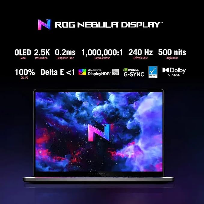 ASUS ROG Zephyrus 16 Gaming Laptop, 16" Nebula OLED 2.5K 240Hz, NVIDIA GeForce RTX 5070, Intel Core Ultra 9 285H, 16GB RAM 2TB SSD, Wi-Fi7, Backlit KB, Win11, Eclipse Gray, w/USB Hub, W/GaLiMu - Image 4