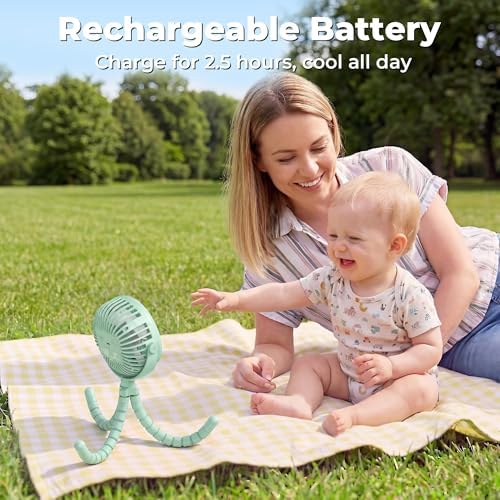 AMACOOL Battery Operated Stroller Fan, Portable Clip On Fan Rechargeable - Image 4