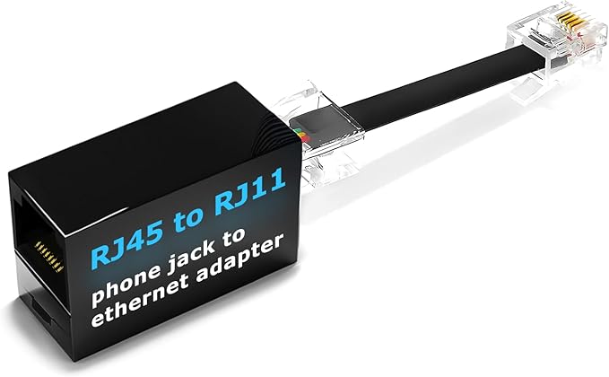 1-Pack RJ11 to RJ45 Adapter Phone Line to Ethernet – RJ45 Female to RJ11 Male by RetailAndBulk