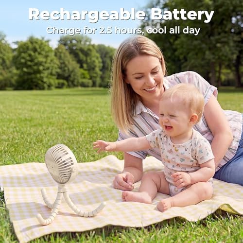 AMACOOL Battery Operated Stroller Fan, Portable Clip On Fan Rechargeable - Image 4