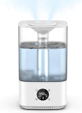 6L Humidifier for Bedroom Large Room Home, 800ft² Wide Coverage, 26dB Quiet,Easy Top Fill, Quickly & Evenly Humidify, Real-Time Humidity Monitoring and Anti-dry Burn, White by PKBD