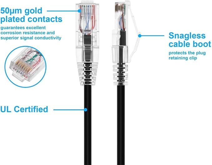 Monoprice Cat6 7ft Black Component Level Patch Cable UTP 28AWG 550MHz Pure Bare - Image 3