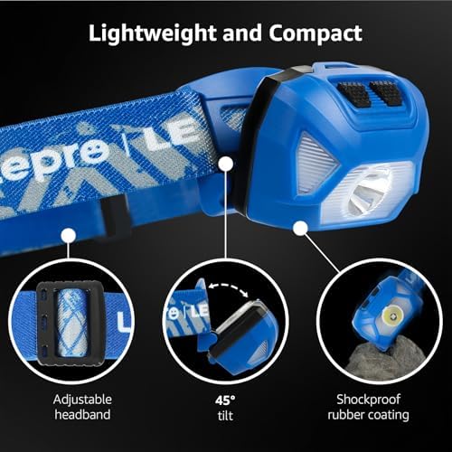 Lepro Headlamp Battery Powered Waterproof LED Headlight 2 Pack - Blue - Image 5