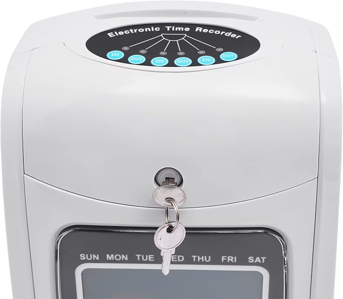 Time Clock Punch Card Machine, LCD Employee Attendance Tracker, Auto-Absorb & - Image 7