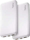 Miady 2-Pack Portable Charger, Slim 10000mAh Power Bank Travel Battery Pack 3 Outputs 2 Inputs Compatible with iPhone 17/16/15/14/13 Galaxy S24/22 iPad Android etc (2 White) by Miady