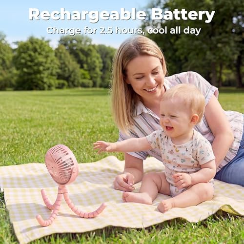 AMACOOL Battery Operated Stroller Fan, Portable Clip On Fan Rechargeable - Image 4