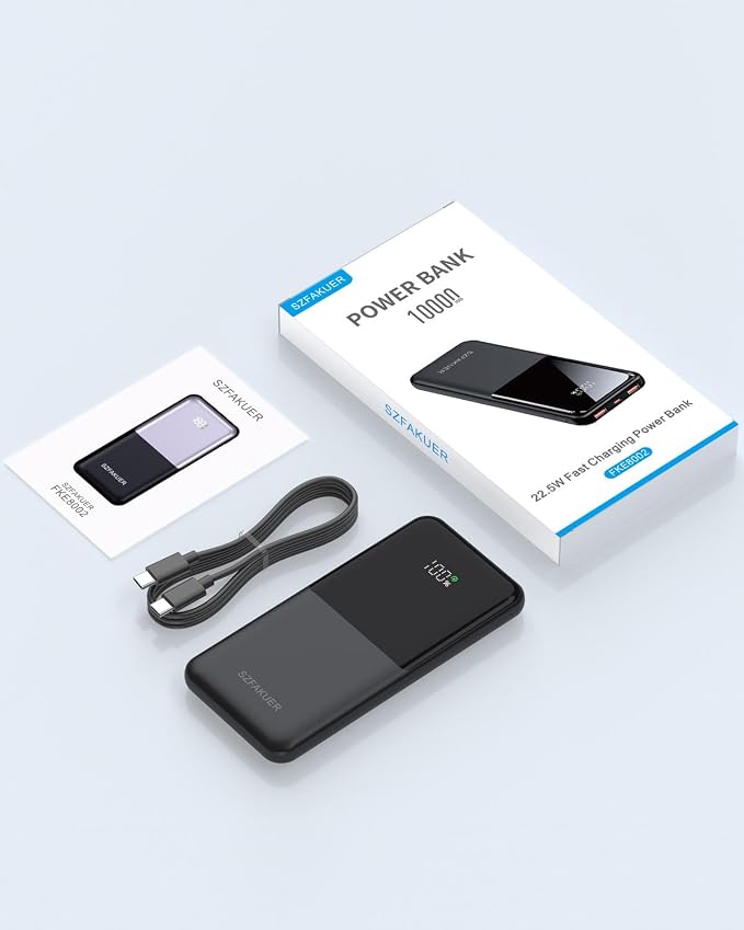 Portable Charger,Slim 10000mAh Power Bank,22.5W USB-C Fast Charging Battery Pack Compatible with iPhone 17/16/15/14/13/12 Pro Samsung Galaxy, iPad, AirPods, Android Tablets (Black) - Image 7