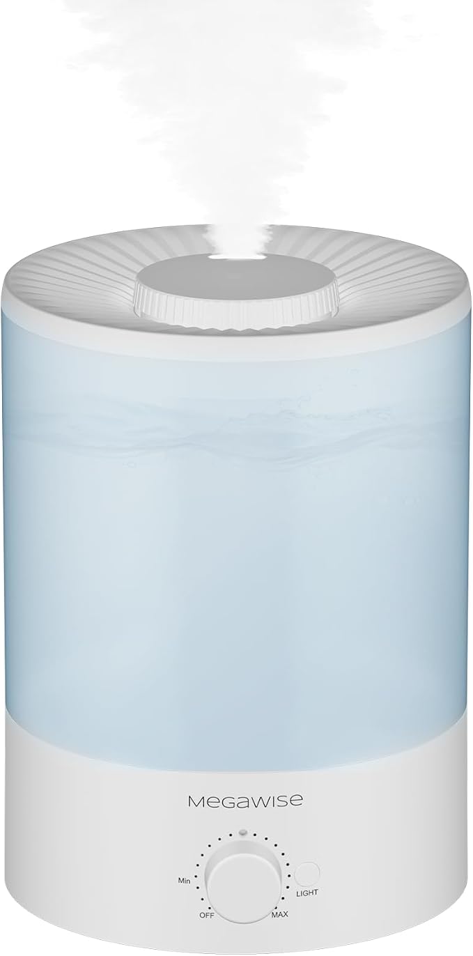 MegaWise Ultrasonic Cool Mist Humidifier | Quiet Operation, Top Fill, Auto Shut-Off | Ideal for Bedroom, Baby Room, and Plants (3.5 L) by MEGAWISE