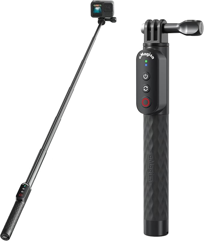 Remote Control Selfie Stick Rechargeable Waterproof 100CM Stretchable Compatible by Aovee