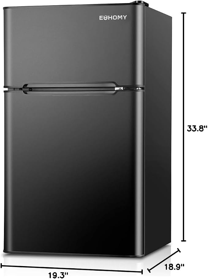 EUHOMY Mini Fridge with Freezer, 3.2 Cu.Ft Mini Refrigerator, Dorm Fridge with 2 Door For Bedroom/Apartment/Office-Food Storage Cooling Drink, New Black - Image 10
