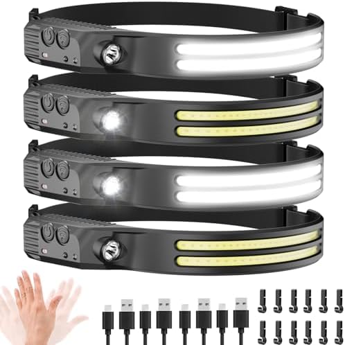 Beccason 4PCS Headlamp Flashlight, 230° Head Lamps LED Rechargeable Camping by Beccason