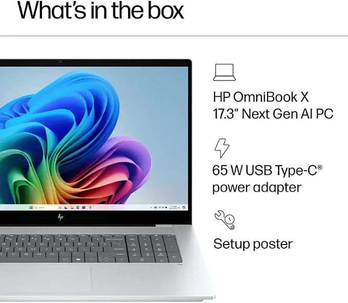 HP OmniBook X Laptop: 17.3" FHD Touch • Intel Core Ultra 7 256V • 16 GB DDR5 SDRAM • 512 GB NVMe SSD • Win11 Home (Renewed) - Image 6