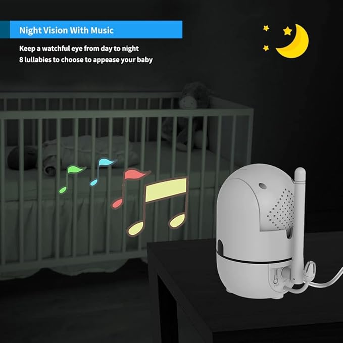 HelloBaby HB6550 5" Baby Monitor 3 Cameras, 26-Hour Battery, Pan-Tilt-Zoom - Image 6