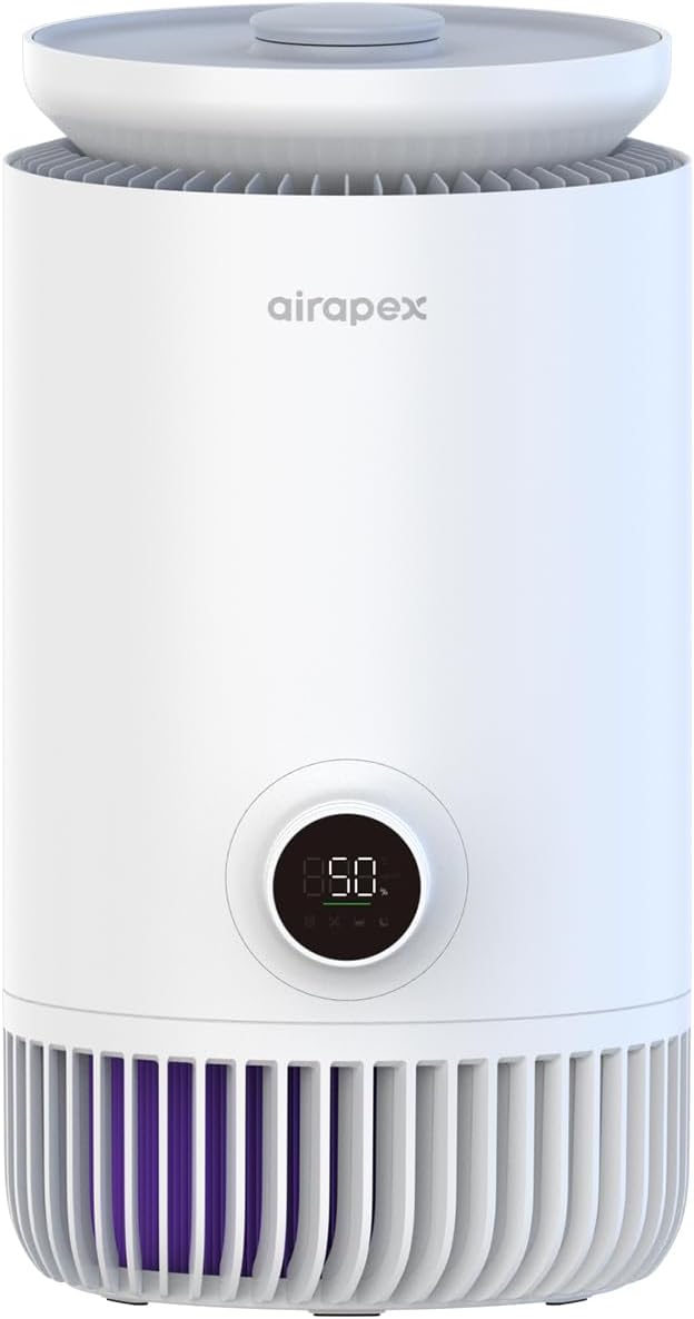 2 in 1 Air Purifier and Evaporative Humidifier Combo for Bedroom, H13 True HEPA Filter, Cool Mist-Free Air Humidifier evaporative WIFI Connect by Airapex