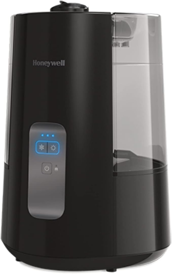 Honeywell Dual Comfort Cool + Warm Mist humidifier. Humidifier for Bedroom, Office, Living Room and Home. Provides Temporary Relief from Dry air discomforts - Black, HWC775B by HoneywellPluggedIn