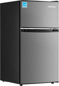 Upstreman 3.1 Cu.Ft Mini Fridge with Freezer, Stainless | Double Door Small Fridge, Adjustable Thermostat, Energy Saving, for Office, Dorm, Bedroom by StartUpLiveBetter