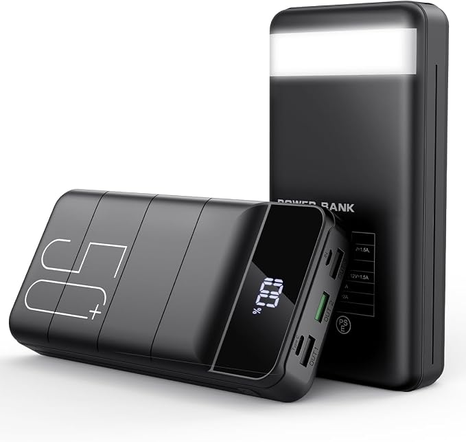 Power Bank Fast Charging 50000mAh - 22.5W Portable Charger USB C Quick Charge with 4 Outputs & 3 Inputs LED Display Huge Capacity External Battery Pack for iPhone, Samsung, iPad etc Black by Unknown
