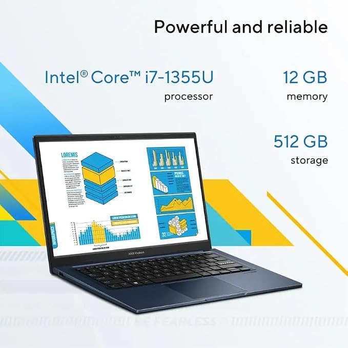 ASUS Vivobook 14" Laptop - FHD (1920 * 1080) - Intel Core i7-1355U - 10 Cores - Intel UHD Graphics - Copilot - Privacy Camera - Windows 11 Home - w/Wireless Mouse (12GB RAM | 512GB SSD) - Image 3