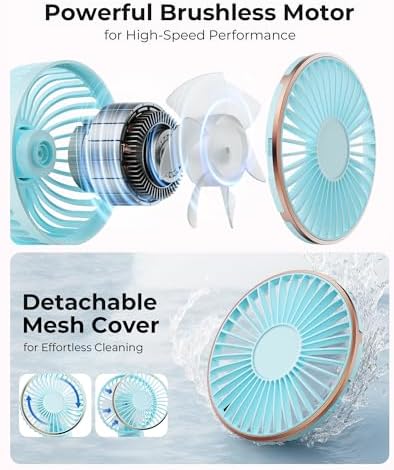 TUNISE Portable Handheld Fan, 4000mAh, 180 Adjustable, 6 Speed Wind, USB Rechargeable Foldable Fan with Real-Time Electricity Display - Image 3