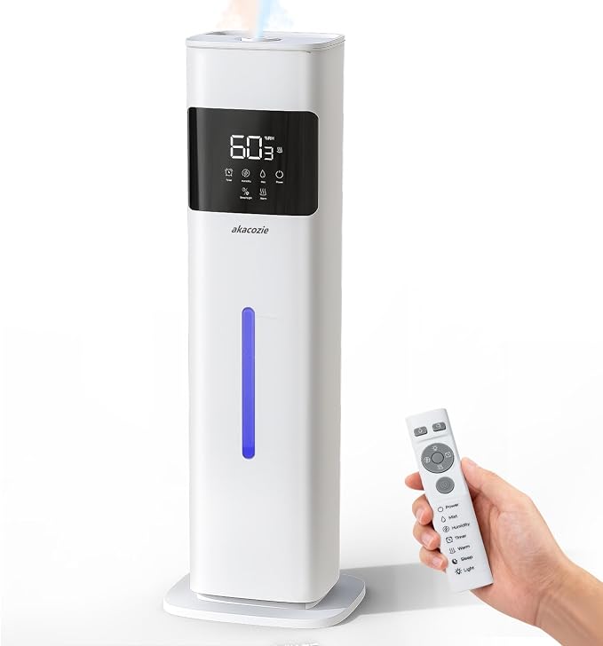 Warm & Cool Mist Humidifiers for Bedroom, Top-Fill Humidifier Large Room with Essential Oil Diffuser, Large Room Humidifiers for Home Baby Nursery Office Plants, White by akacozie