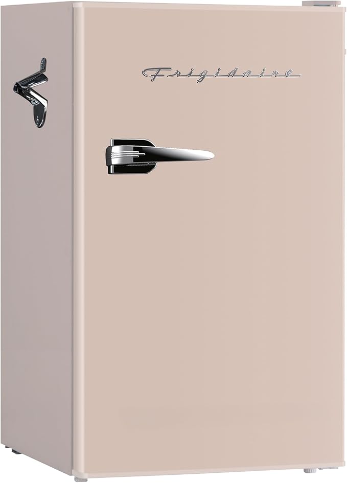 Frigidaire Retro Compact Fridge with Chiller, 3.2 cu ft Countertop Fridge with Built-In Bottle Opener, Compact Refrigerator for Office, Bedroom, Dorm Room or Cabin - 16.5" D x 19" W x 31" H (Coral) by Unknown