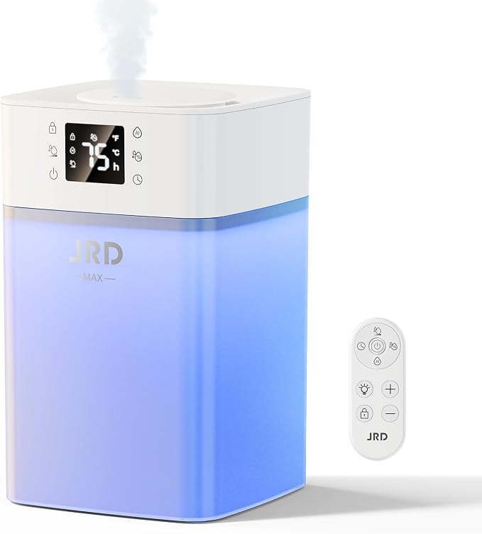 JRD 4L Humidifiers for Bedroom, Cool Mist Humidifier for Large Room, 40H Runtime, 360° Nozzle, Night Light for Home, Office, Baby Nursery, Plants（White） by JRD