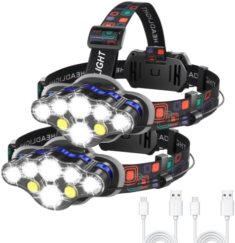 MIOISY Led Headlamp Rechargeable 2 Pack, Super Bright Headlight Flashlight by MIOISY