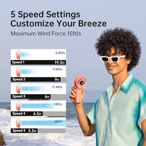 JISULIFE Portable Handheld Fan Life7: 3-in-1 Hand, Desk & Neck Fan-Pink - Image 3