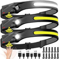 Headlamp Rechargeable 3PCS, 230° Wide Beam Head Lamp LED with Motion Sensor for Adults - Camping Accessories Gear, Waterproof Head Light Flashlight for Hiking, Running, Repairing, Fishing, Cycling by BIAT