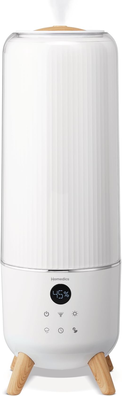 Homedics Ultrasonic Humidifier - Large Deluxe Air Humidifiers for Bedroom, Plants, Office - Top-Fill 1.47-Gallon Tank, Cool Mist, Essential Oil Pads and Built-In Timer, 3 Speed Settings, White by Homedics