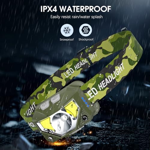 LHKNL Headlamp Flashlight, Lumen Bright Head Lamps LED Rechargeable-Green - Image 6
