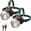2 Pack High Power LED Headlamp Super Bright Adult Motion Sensor Headlight Spotlight Waterproof Rechargeable Outdoor Hunting Light Flashlight Portable Head lamp for Fishing Camping Hiking by PINSAI