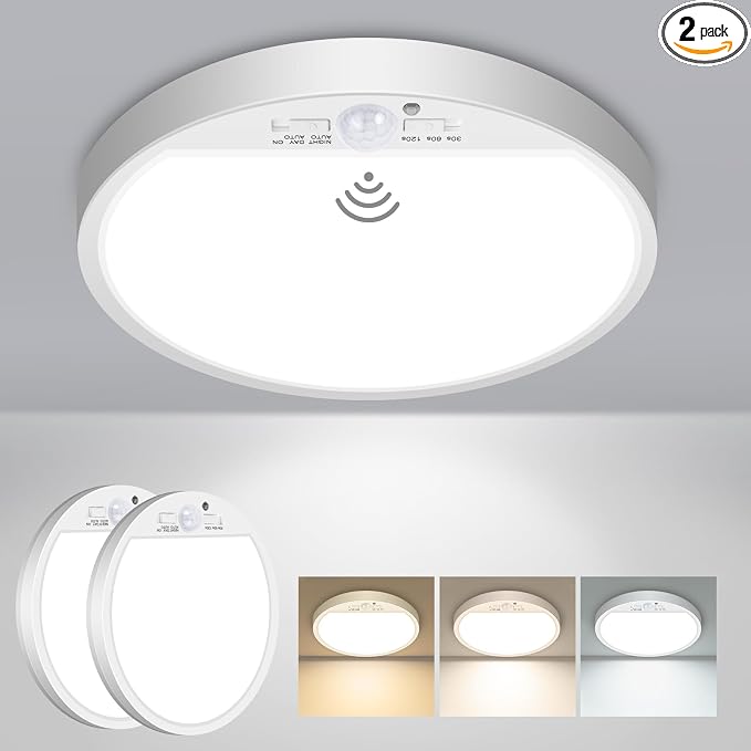 Slochi 2Pack Motion Sensor Ceiling Light Wired, 3000K/4000K/6500K Motion Sensor by CeilingLights