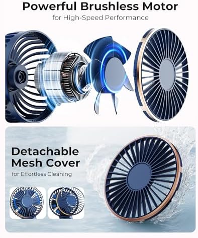 TUNISE Portable Handheld Fan, Portable Fan Rechargeable, 4000mAh, 180° Adjustable, 6 Speed Wind, Display Electricity in Real Time, USB Rechargeable Foldable F an, Quiet Personal Fan with Power Bank - Image 3