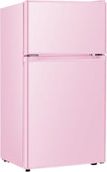 Mini Fridge With Freezer,3.2 Cu.Ft Compact Refrigerator,Mini Refrigerator With 2 Doors For Bedroom,Office,Kitchen,Apartment,Dorm(pink) by HAILANG