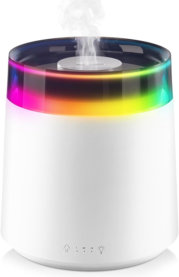 Humidifiers for Bedroom,3L Top Fill Cool Mist Humidifier for Baby Nursery,Essential Oil Diffuser for Large Room,3 in 1 Quiet Ultrasonic Humidifier for,Office,Plant,Nursery,BPA FREE (White) by HEEYCEMUS
