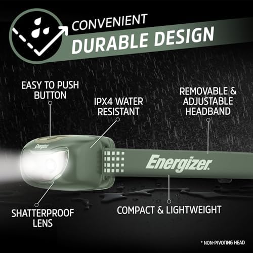 Energizer Universal LED Headlamp (2-Pack), IPX4 Water Resistant Headlamps, Bright Head Light for Outdoors, Camping, Running, Storm, Survival LED Light for Emergencies (Batteries Included) - Image 3