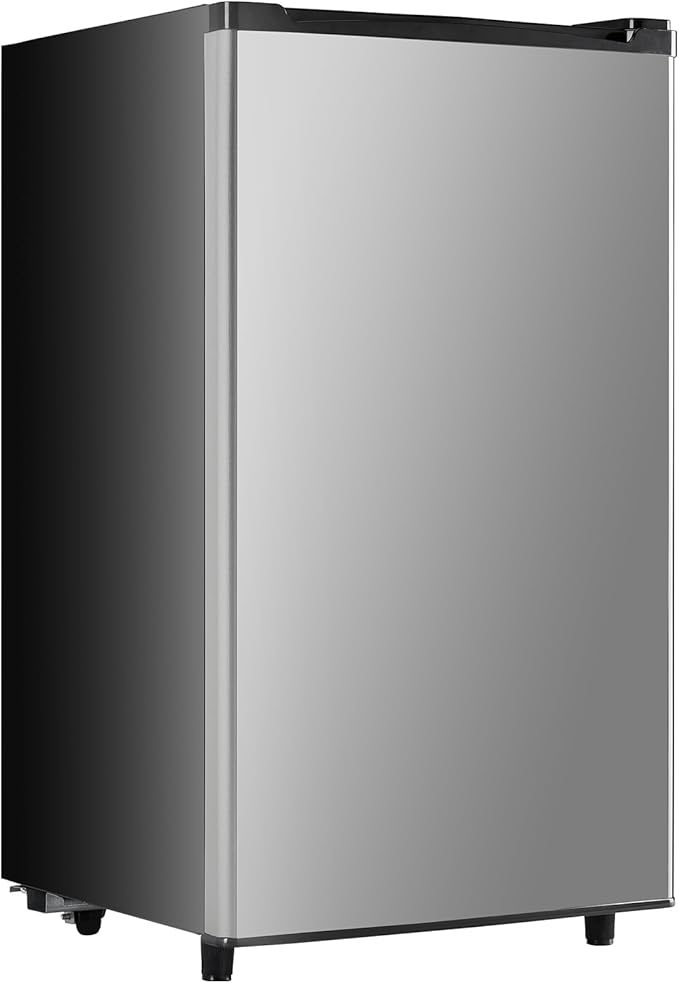 3.2 Cu.Ft Mini Fridge with Freezer, 1 Door Small Refrigerator with Adjustable Thermostat Energy-efficient Low Noise, Compact Fridge for Bedroom, Office, Dorm, Silver by SimpleDeluxe