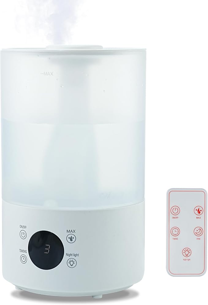Top Fill Humidifiers for Bedroom, 4.0L Tank Cool Mist Humidifiers for Large Room, 40H Runtime, Plants with 9H Timer, Auto Shut-Off,Quiet Ultrasonic Humidifier with 360° Nozzle for Baby Nursery by Ryistc
