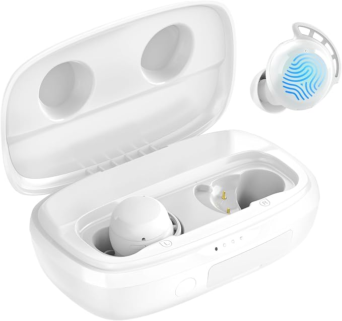 Tribit FlyBuds 3 Wireless Earbuds, 110H Playtime Bluetooth Headphones | IPX8 Waterproof, BT5.3, Deep Bass Sound Earphones, Custom EQ, Charging Case, Light Weight in-Ear Buds, Built-in Mic, White by Tribit