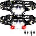 2000LM Ultra Bright 9 LED Headlamp, 2 Pack USB C Rechargeable Headlights, 10 Modes, Motion Sensor, Waterproof Head Lamp Flashlight with Red Light, Adjustable Headband for Adults Camping by Eirnvop