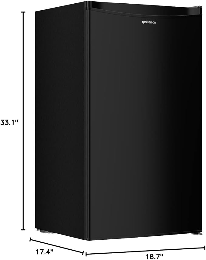 Upstreman 3.2 Cu.Ft Mini Fridge with Freezer, Black-BR321 | Adjustable Thermostat, Energy Saving, Low Noise, Reversible Door, Small Refrigerator for Dorm, Bedroom, Office - Image 10